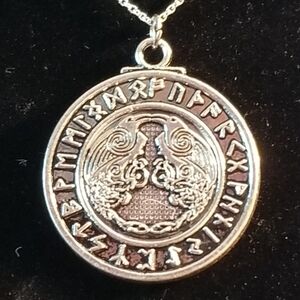 ✴️LAST ONE✴️🐦‍⬛ RAVENS Runes Silver Color Amulet Pendant With Chain